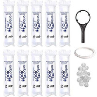 Noir Aqua 10pcs PP Spun Filter + 1 Spanner + 4 Antiscalant Balls + 2mtr 1/4 Water Pipe | for All Types of RO Water Purifiers - RO Spun Filter Cartridge Sponge Replacement Water Filter Candle