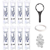 Noir Aqua 8pcs PP Spun Filter + 1 Spanner + 4 Antiscalant Balls + 2mtr 1/4 Food Grade Water Pipe | For all types of RO water purifiers- RO Spun Filter Cartridge Sponge Replacement Water Filter Candle