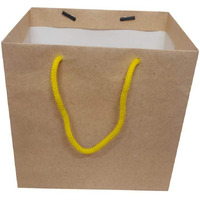 Flute Cubes Presents 2 Container Food Parcel/Mithai/Sweets - Brown Eco Friendly Gift Paper Bag, (Size 7.5 x 7.5 x 5.5 - inch) Pack of 10