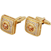 Lucky Jewellery Unique Men Jewelry Gold Plated Square Shape with AD Stones Sleeve Button Formal Cuff Button Wedding Shirt Button, Suit, Blazer Cufflinks Pair Gift Set For Men (460-CHC4-1081)