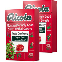 Ricola Tasty Cranberry Swiss Herb Lozenges Sugar Free Candy, 1.59 oz  45 g, 2 Pack