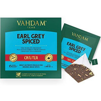 VAHDAM, Earl Grey Masala Chai Tea Bags (15 Count) Non-GMO, Gluten-Free, No Added Flavoring | Blended w/Pure Bergamot Oil & Exotic Spices | Individually Wrapped Pyramid Tea Bags | Direct from Source