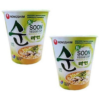 Nongshim Soon Veggie Instant Noodle Soup Cup, 2.36 oz  67 g, 2 Pack
