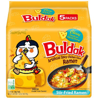 Samyang Ramen Korean Noodles Hot / Mild / Stir Fries / Soups (Buldak Cheese, .5Pack), 4.93 Ounce (Pack of 5)