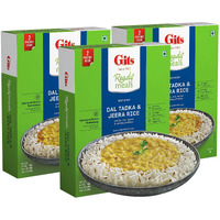 Gits Ready to Eat Jeera Rice + Dal Tadka Combo Indian Meal, Pure Veg Heat and Eat, 1125g (Pack of 3 X 375g Each)