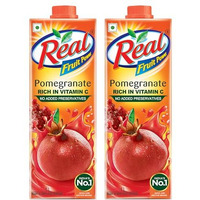 Real Pomegranate Fruit Juice -1L (Pack of 2) | Rich in Vitamin C | No Added Preservatives, No Artificial Colors & Flavours | Goodness of Best fruits | Daily Dose of Fruit Nutrition | Tasty, Refreshing & Energising Drink