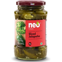 Neo Sliced Jalapenos 350g I Ready-to-Eat, Fibre-Rich l Pickled Jalapenos l Enjoy as topping for Pizza, Pasta, Salads, Burger & Wraps l Non-GMO, 100% Vegan (Pack of 1)