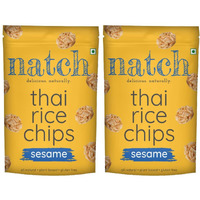 Natch Thai Sticky Rice Chips, Gluten Free, Vegan, Party Family Pack, All Natural Crunchy Crackers (Sesame) 100 Gm Each (Pack of 2)