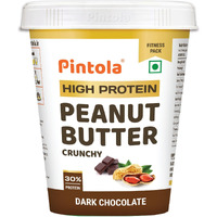 PINTOLA High Protein Peanut Butter Chocolate Flavour Crunchy 510g, Added WHEY Protein, 30g Protein 6.2g Fiber, Gluten Free, Zero Trans Fat, Dark Chocolate Peanut Butter Spread, Nut Butter Bread Snacks