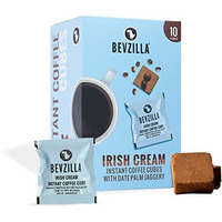Bevzilla 10 Instant Coffee Cubes Pack with Organic Date Palm Jaggery, 5 Flavours, 100% Arabica Coffee, Vegan, Zero Refined Sugar, Real Ingredients, No Preservatives, Best Coffee (Irish Cream)