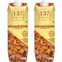 137 Degrees Almond Drink Unsweetened | Lactose Free | Gluten Free | No Preservatives | Zero Cholesterol | Dairy Free| Source of Calcium & Vitamins - PACK OF 2 (1L Each)