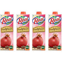 DABUR Real Masala Pomegranate Fruit Juice-1L (Pack of 4)| No Added Preservatives, No Artificial Colours & Flavours|Chatpata Masala|Fruit Nutrition|Tasty, Refreshing & Energizing Fruit Drink