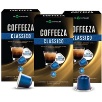 COFFEEZA Classico Aluminium Coffee Capsules, Intensity - 6 |100% Arabica Coffee | Nespresso Compatible Coffee Pods |250 Gram, Box Of 3 (30 Capsules)