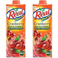 DABUR Real Cranberry Fruit Juice-1L (Pack Of 2)|Rich In Vitamin C|No Added Preservatives|Goodness Of Best Cranberries|Daily Dose Of Fruit Nutrition|Tasty,Refreshing&Energizing Fruit Drink