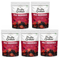 Nutty Gritties Mix Berries - Black Currants Blueberries Strawberries Cranberries - 200G (Pack of 5), Previously_Frozen
