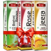 RAJ SPECIAL JEERA Specialities Combo Brahmi Badam & Jeera Squash Premium Rose Sharbatbeverage Instant Refreshing Drink For Summer Combo Pack (750Mlx3)