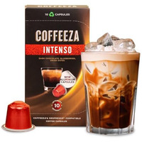 COFFEEZA Intenso Aluminium Coffee Capsules, Intensity - 10, Nespresso Compatible Coffee Pods, Box Of 1 (10 Capsules), Brew Cold/Hot Coffee - 0.11 Kg