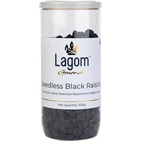 Lagom Gourmet Seedless Black Raisins 500g | All Natural | No Preservatives | No Added Sugar | Gluten Free | Vegan | Plant Based | Non GMO | Raisins Dry Fruit | Kismis | Kishmish