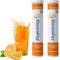 ElectroFizz Electrolyte Energy Drink For Workout,Sports Drink For Men&Women,Energy Supplement,Instant Hydration-40 Effervescent Tablets (Pack Of 2 Tubes) (Orange),Gluten Free
