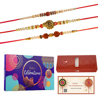Maalpani Rakhi Chocolate Gift Set of 3 Bead and Diamond Rakhi - Celebration Chocolates