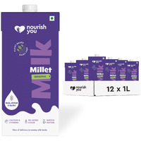 Nourish You Plant Based Millet Mlk with goodness of Ragi, Jowar, Bajra & Oats |Lactose Free | Dairy Free | Preservatives free | Healthy Vegan Creamy Mlk | No-added sugar | 12 L (1L each  12)