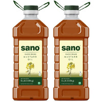 sano Pure & Fresh Kachi Ghani Mustard Oil - 5 Ltr X 2 Pack Pet Bottle | High Pungency | Rich in Omega-3 | 100% Natural | Authentic Indian Cooking Oil