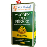 WOODFRESS Pure Cold Pressed Kachi Ghani Mustard Oil, 5 Litre Metal Tin, Wood Pressed Sarson Oil, 25 Kg Mustard Seeds Per 5 Litre, Healthy Cooking Oil, Unrefined Black Mustard, Preservative-Free