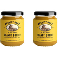 Brawny Bear Peanut Butter, 100% Natural Sweetened with Dates, Smooth Healthy Nut Butter with No Added Sugar and Preservatives, Low GI, Vegan, High in Protein Spread, Pack of 2  500 gm each
