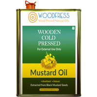 WOODFRESS Pure Cold Pressed Kachi Ghani Mustard Oil, 3 Litre Metal Tin, Wood Pressed Sarson Oil, 15 Kg Mustard Seeds Per 3 Litre, Healthy Cooking Oil, Unrefined Black Mustard, Preservative-Free