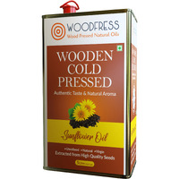 WOODFRESS Pure Wood Pressed Cold Pressed Sunflower Oil - 5 Litre | Unrefined, Chemical-Free, Natural Cooking Oil | Extracted From 19Kg Sunflower Seeds | Nutrient-Rich Edible Oil For Cooking