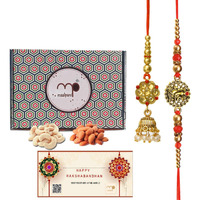 Maalpani Rakhi Dry Fruit Gift Pack | Bhaiya Bhabhi Rakhi And Lumba With Cashew - Kaju, Almond - Badam Gift Hamper |43BB-R19D