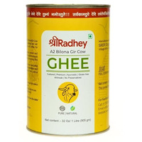 SHREERADHEY A2 Gir Cow Ghee | Traditional Bilona Churned | 1litre TIN (Pack of 1)