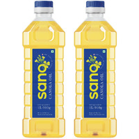 Sano Canola Oil - Healthy Cooking Oil for Daily Use | Recommended by Experts for All Types of Cuisines | Lowest in Saturated Fat | 1+1 Litre Bottle (Pack of 2)