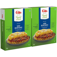 Gits Ready to Eat Veg Biryani, Layered Rice Dish, Microwaveable, 530g (Pack of 2 X 265g Each)