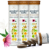Wellbeing Nutrition Grandmas Kadha- Ayurvedic Kadha Tea | Ayush Kwath Herbal Tea| with Echinacea, Tulsi, Amla, Turmeric, Ginger, Mulethi, Kalmegh, Adulsa (15 Effervescent Tablets) Pack of 4