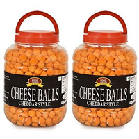 FOOD ESSENTIAL Cheese Balls (Cheddar Flavour, Plant-Based Vegan Snack, Party Pack) 800 gm. Pack of 2 [400 gm. each]