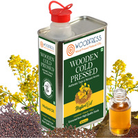 WOODFRESS Pure Cold Pressed Kachi Ghani Mustard Oil, 1 Litre Metal Tin, Wood Pressed Sarson Oil, 5 Kg Mustard Seeds per 1 Litre, Healthy Cooking Oil, Unrefined Black Mustard, Preservative-Free, Nutrient-Rich, Woodpress Sarso Tel 1L