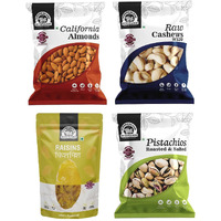 WONDERLAND FOODS (DEVICE) Dryfruits Combo Pack Of 4 (500G) Np Almonds, W320 Cashews, R/S Pista (100Geach) And Long Green Raisins(200G)