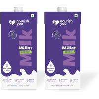 Nourish You Plant Based Millet Mlk with goodness of Ragi, Jowar, Bajra & Oats |Lactose Free | Dairy Free | Preservatives free | Healthy Vegan Creamy Mlk | No-added sugar | 2 L (1L each  2)