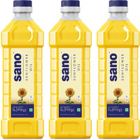 Sano Sunflower Oil 1 Litre Pet Bottle - Pure and Nutrient-Rich Cooking Oil with High Smoke Point - Ideal for Frying, Sauting, and Baking - Healthy and Versatile, Perfect for Everyday Use (Pack of 3)
