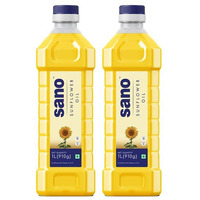 Sano Sunflower Oil 1 Ltr Pet Bottle - Pure, Nutrient-Rich Cooking Oil with High Smoke Point - Ideal for Frying, Sauting, and Baking - Pack of 2 Bottles