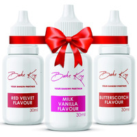 BAKE KING Combo of Red Velvet, Milk Vanilla and Butterscotch Flavour 30ML Each Essence for Baking Cakes, Jams, Jelies, Cookies, Ice Creams and Puddings Liquid Food Essence (Set of 3)