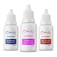 BAKE KING Combo of Blueberry, Red Velvet, Vanilla Flavour 30ML Each Essence for Baking Cakes, Jams, Jelies, Cookies, Ice Creams and Puddings Liquid Food Essence (Set of 3)