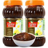 Chokhi Dhani Sweet Lime Pickle, Authentic Indian Style Tangy and Spicy Versatile Meetha Nimbu ka Achar with Preserved Aromatic Spices and Traditional Taste (Pack of 2, 600g Each)