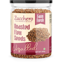 Zucchero Roasted Flaxseed, Unsalted, 400G - Omega-3 | Super Food | Nutty Flavour| Dry Roasting | Oil-Free| Slow baked Seeds