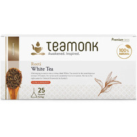 Teamonk Reeti USDA Certified Organic Darjeeling White Tea Bags Pack - Box of 25 Pcs of Biodegradable Pyramid Tea Bag. Rich in Polyphenols. Promotes Glowing Skin, Immunity