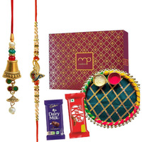 Maalpani Thali with Rakhi and Lumba Rakhi Set - Bhaiya Bhabhi Rakhi Set and Chocolate - Rakhi Gift for Brother - Rakhi Festival