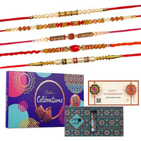 Maalpani Rakhi Chocolate Pack | Rakhi Set Of 5 With Celebration Chocolate Box | D5042C