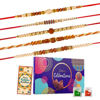 Maalpani Rakhi for Brother Set of 5 Bead Rakhi - Chocolates - Rakhi Festival Celebration Pack -