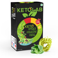 Ketolab Keto Spinach Fettuccine Pasta (Flat noodles), 200 Gms (Pack of 2), 3.8g Net Carb & 23% High Protein/Serving, Identical to Regular Pasta, Low Carb, Low GI, Keto Diet, Diabetic Friendly